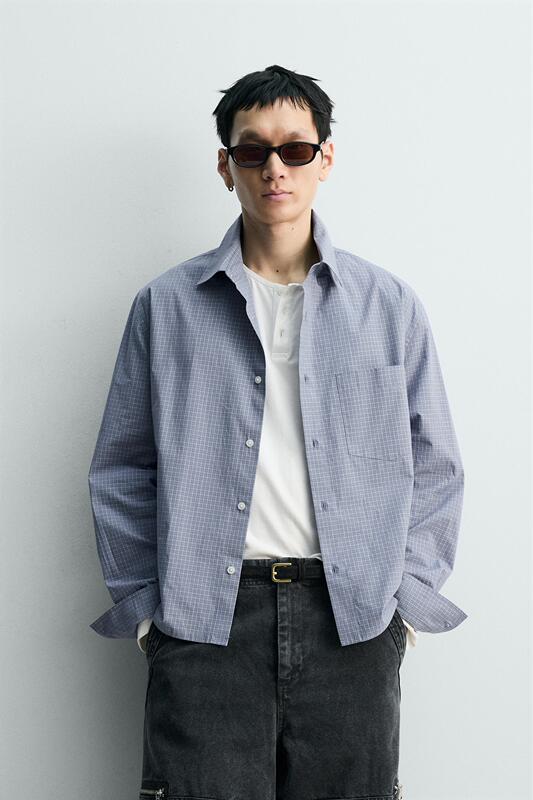 April Zara Domestic Genuine Product Purchasing Agent 4439/197 Men's 2-Color Cotton Plaid Shirt 4439197