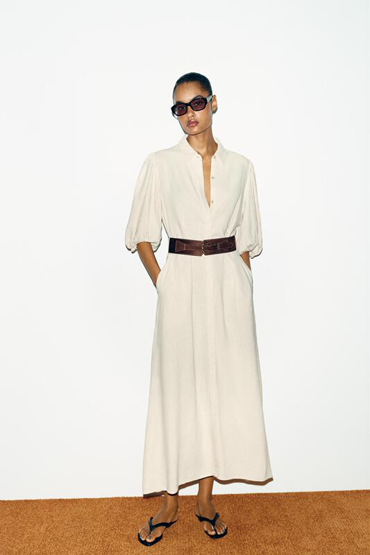 June Zara Domestic L Size Genuine Product Purchasing Agent 4745/031 Women's Linen Dress with Belt 4745/037 June Zara Domestic L Size Genuine Product Purchasing Agent 4745/031 Women's Linen Dress with Belt 4745/037