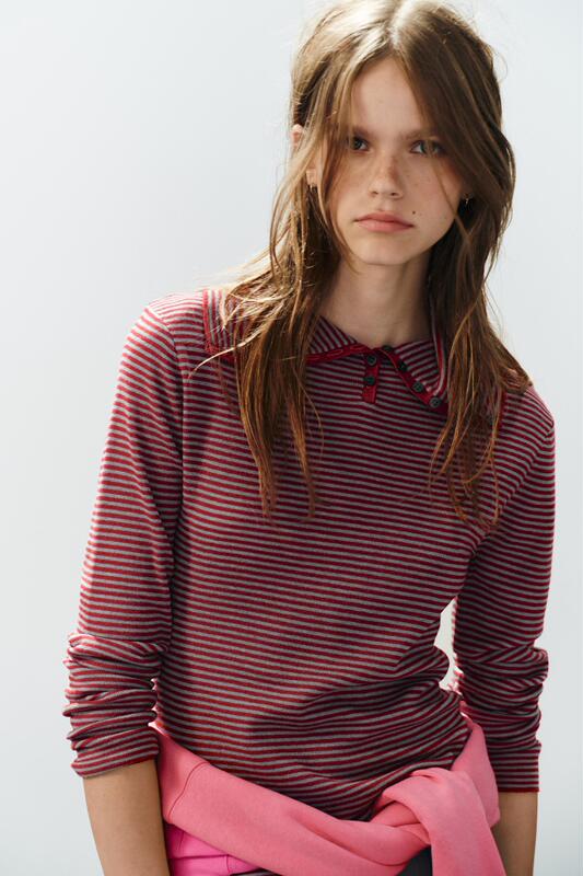 August Zara Domestic Genuine Product Purchasing Agent 2142/014 Women's Collared Striped Wool Blend Knit Sweater 2142014 August Zara Domestic Genuine Product Purchasing Agent 2142/014 Women's Collared Striped Wool Blend Knit Sweater 2142014