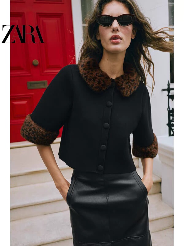October Zara Domestic Genuine Product Purchasing Agent 4192119 Women's Detachable Lapel Short-Sleeved Knitted Jacket 4192/119 October Zara Domestic Genuine Product Purchasing Agent 4192119 Women's Detachable Lapel Short-Sleeved Knitted Jacket 4192/119