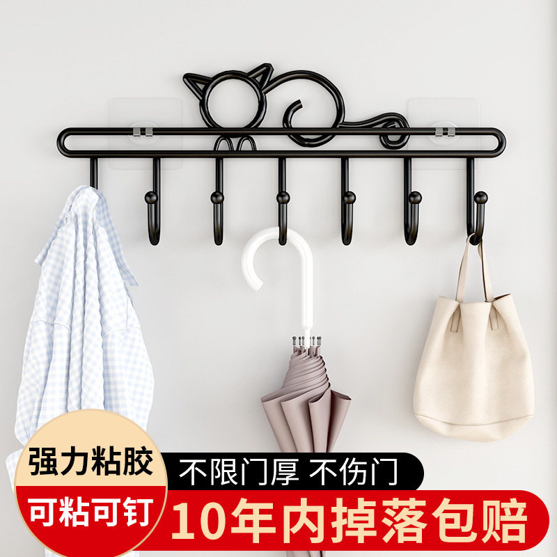 Thickened Add Coarse Iron Art Door Rear Hook Wall-mounted Wall Sticky Hook Free Wall Hanging Rack Clothes Rack Clothes Rack Clothes Rack Clothes Rack Clothes Rack