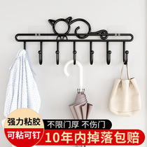 Thickened and thickened wrought iron door rear hook Wall hanging hook on the wall Punch-free wall pylons Clothes storage rack