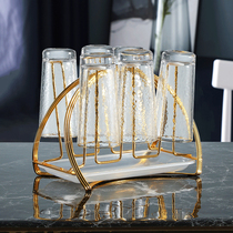 Light luxury high-end metal drain plate cup holder Glass wine tray storage cup holder Round cup rack