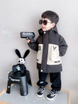 (spelled cotton clothing) Childrens autumn and winter warm-to-cap with a long cotton jacket jacket