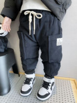 (Thickened clothing pants) Children winter warm thick solid cotton lining 100 hitch pants out for pants