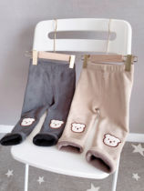 (Super Nice To Wear All-in Underpants) Children Autumn Winter Warm Plus Suede Cotton Pants Small Bear Dimpled Cotton Pants Stretch Pants