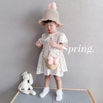 Lagoon with childrens spring and summer thin section Korean version Color Polo dots Dress Womens Baby Pure Cotton Playful Dress