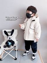 (Hat detachable down clothes) Childrens winter warm 90 white duck suede with long jacket