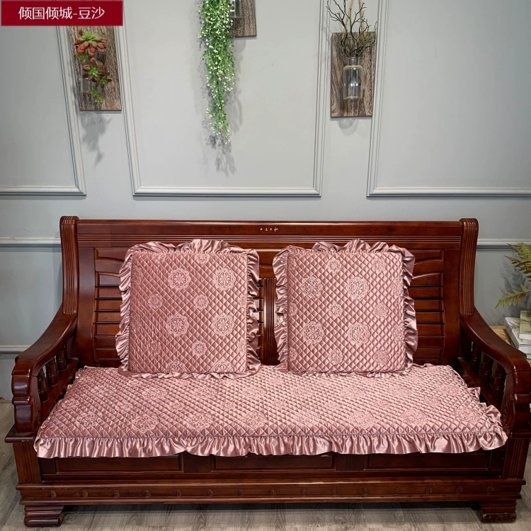 Dày nhung mùa đông sofa gỗ rắn đệm đơn giản nhung nhung ghế dài đệm thoải mái và ấm áp có thể tháo rời và có thể giặt - Ghế đệm / đệm Sofa