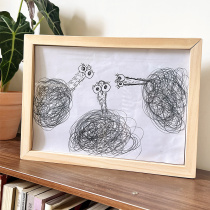 Xiaochufan childrens storage display integrated solid wood picture frame A4 certificate certificate childrens graffiti display table hanging