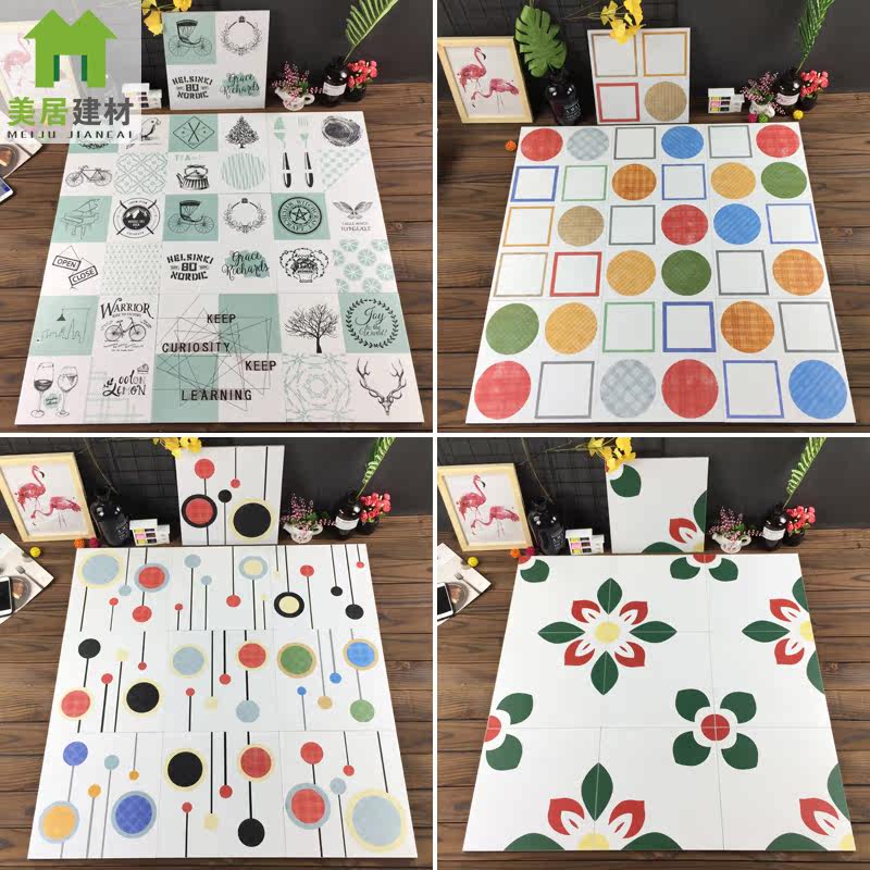 Nordic colorful flower sheet fresh flower brick 300 Living room dining room Balcony Kitchen Dressing Room Antique characteristic tile