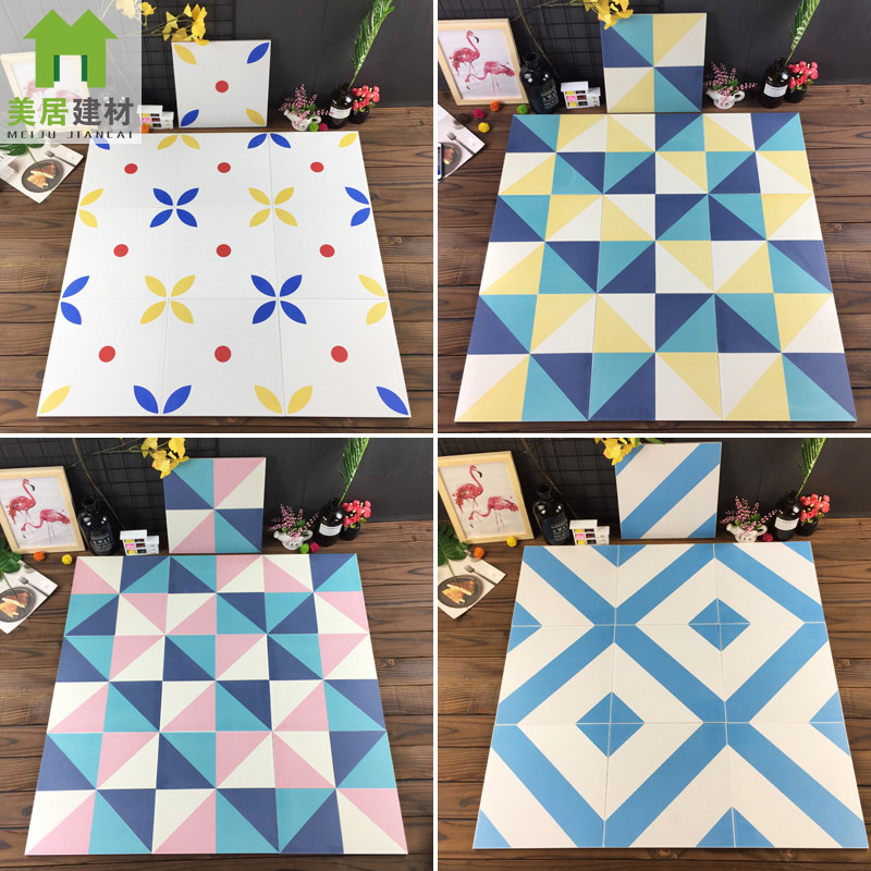 Floral Brick Kitchen Makeup Room Balcony Floor Tiles Pink Little Fresh Nordic Ins Wind 300 Blue Non-slip Tile Featured