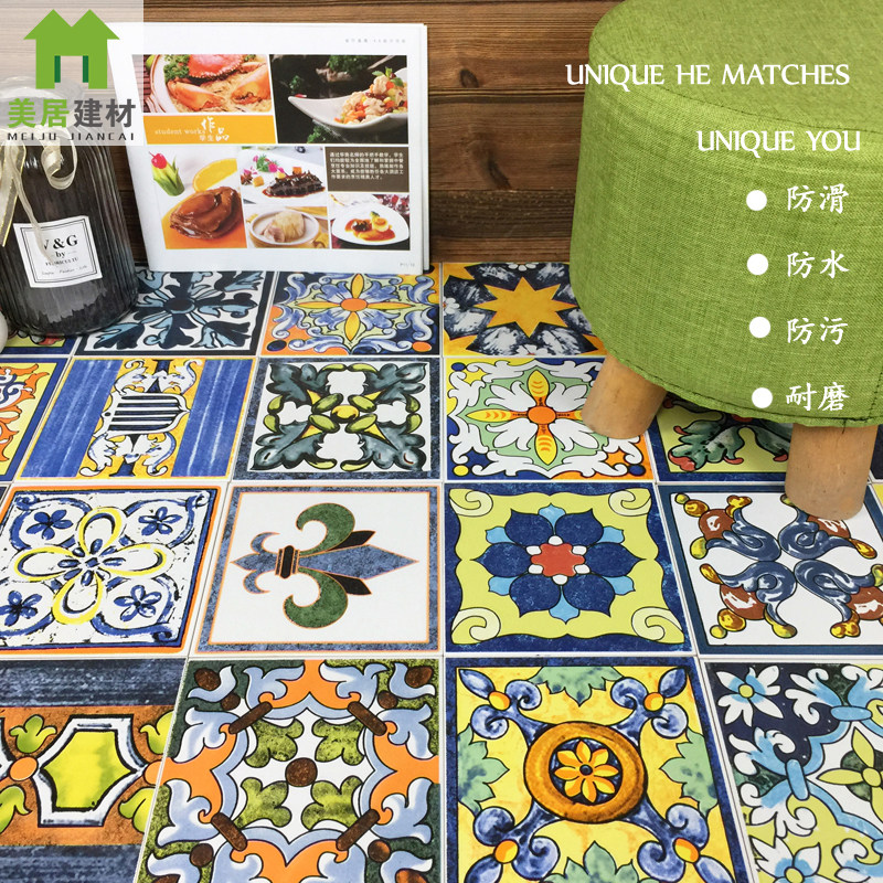 American hand painted flower brick 150 small flower sheet colored stairs marking footboard background wall tiles Makeup Room Floor Tiles