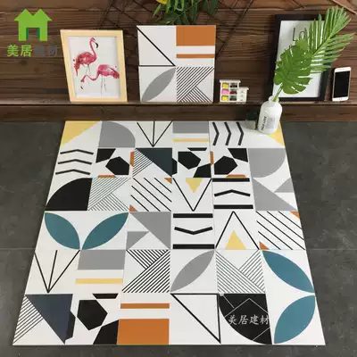 Mediterranean hipster geometric multi-color tile lines 300 floral pieces kitchen powder room wall tiles dining room floor tiles 200