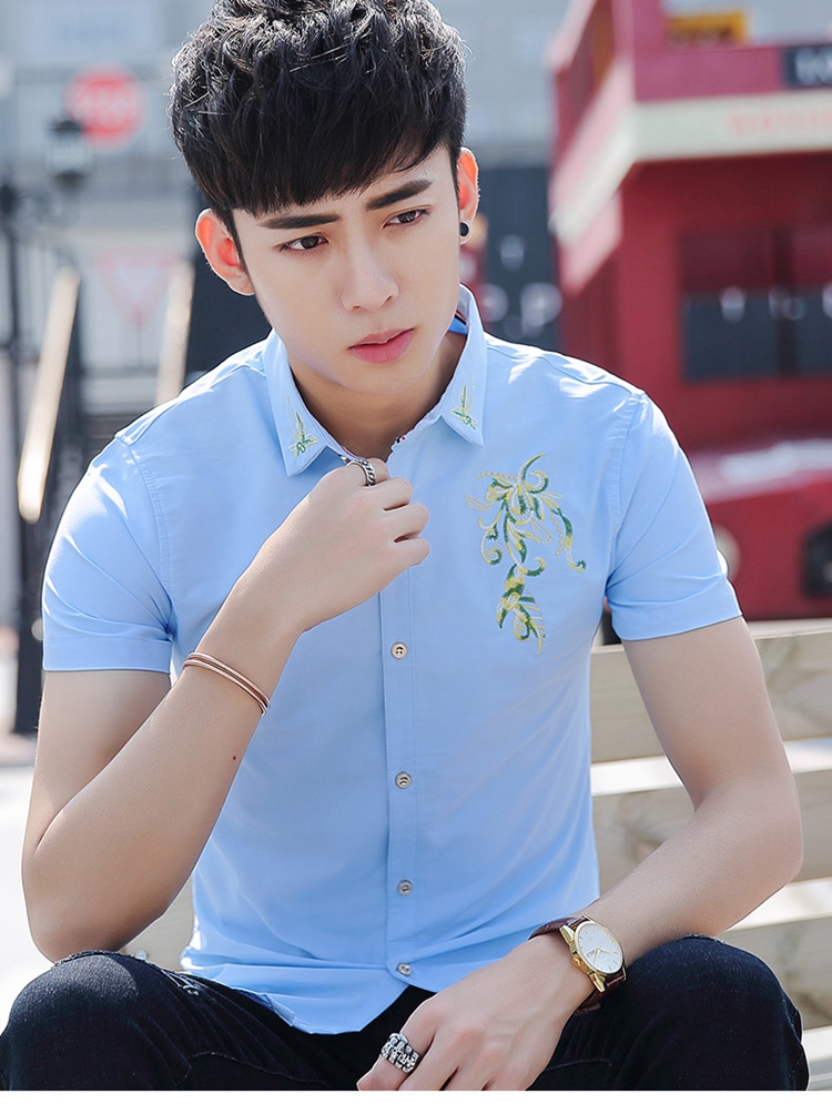 2017 mùa hè người đàn ông mới của ngắn tay áo sơ mi phong cách Trung Quốc thêu thời trang giản dị áo sơ mi nam áo sơ mi các kiểu áo công sở de thương
