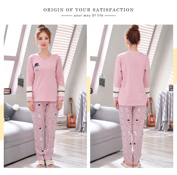 Bộ đồ ngủ mùa xuân và mùa hè cotton dài tay phiên bản Hàn Quốc của các quý cô dễ thương mùa thu và mùa đông mỏng bộ đồ cotton thương hiệu đồ ngủ cao cấp