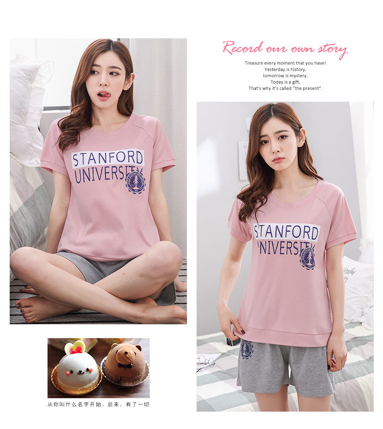 Bộ đồ ngủ nữ mùa hè cotton mùa xuân dễ thương phiên bản Hàn Quốc của phần mỏng tay ngắn mùa thu nữ hoạt hình thể thao quan ao ngu cho nguoi cao tuoi