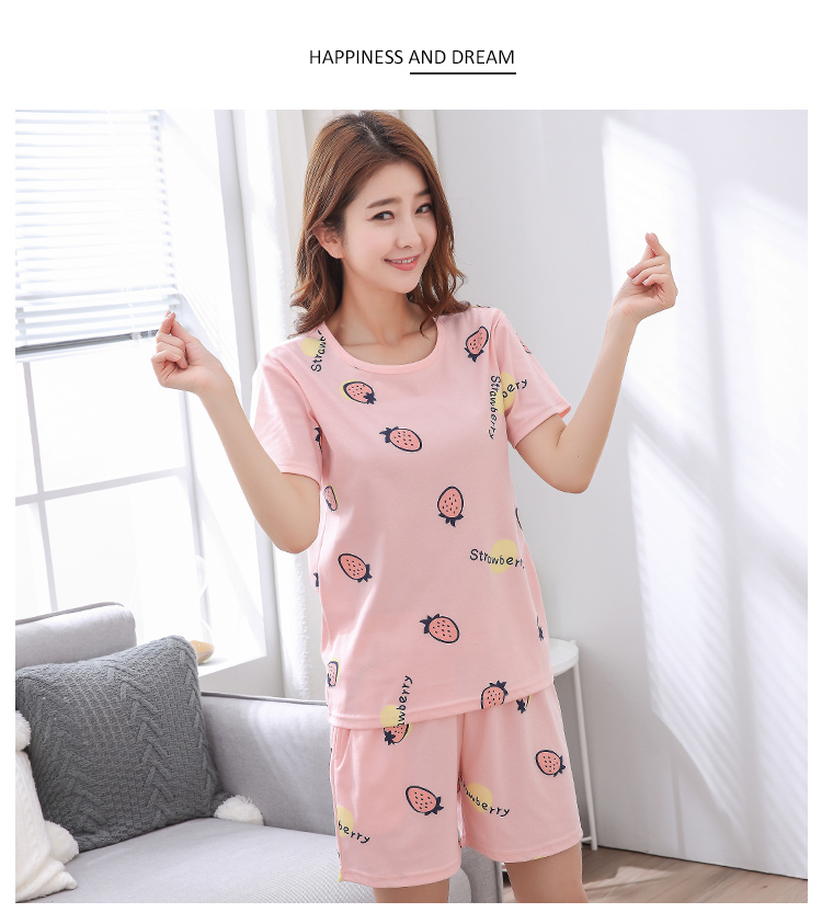 Mùa hè đồ ngủ của phụ nữ cotton ngắn tay quần short dễ thương thể thao cotton phim hoạt hình có thể mặc bên ngoài quần áo phù hợp với mùa xuân và mùa thu mô hình