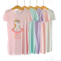 Nini Keke childrens nightgown Modal mother and daughter pajamas little girl Summer short-sleeved girl parent-child home clothes