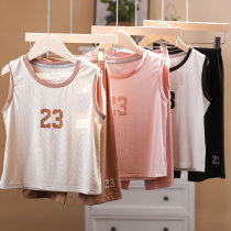Boys and girls vest shorts set summer handsome children summer Foreign style sleeveless thin tide clothes two-piece set