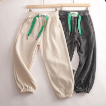 Childrens elastic spring and autumn sports pants in the big childrens casual leggings boys and girls new style fried street all-match pants