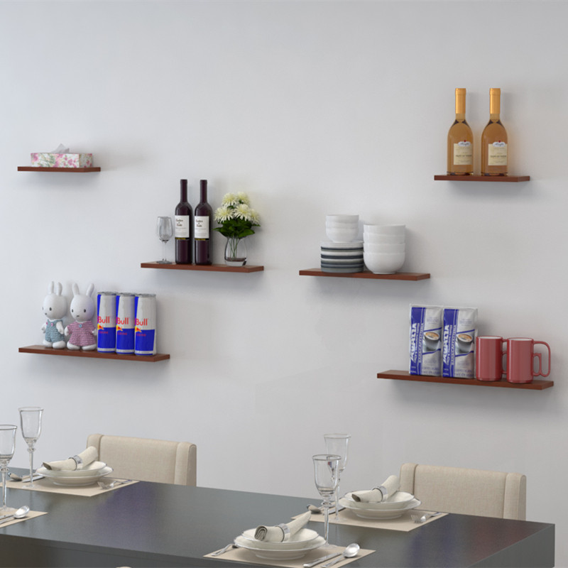 Wooden Lingzi Dining table wall shelf wall hanging dining room wall decoration modern simple one-line shelf wall planks