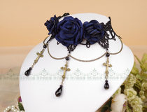 Original * Rose Cross * Gothic Lolita neck cross flower lace necklace-multi color
