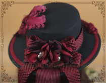 Original * Red Rosaceae Night * Classical Lolita Feather Bow Tie Flowers Courtesy of elegant ladies Wind