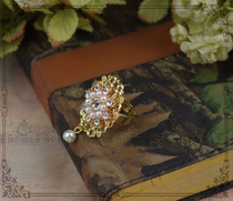 Original * Ode * Rhinestone Flower Pearl Pendant Ring-Classical Lolita Accessories-68