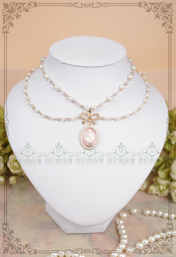 Original * quiet climatology I * Suzuki floral reliquary Pearl Lolita necklace 4 colour into the retro collarbone chain-Taobao