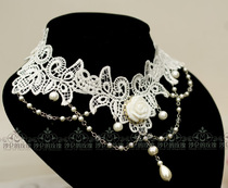 Original ~ * Flower Marriage * Gorgeous Pearl Crystal Palace Lolita Lita Lace Neck Bride Necklace-68
