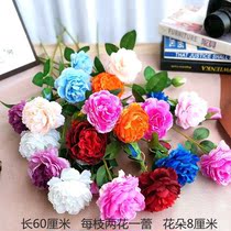 Emulated flower decoration pendulum piece Rose flower table flower plastic flower living room fake flower dried flower peony silk flower potted plant green plant