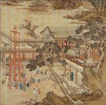 Qing Qianlong Emperor Qianlong Lantern Festival electronic picture decoration inkjet identification copy material