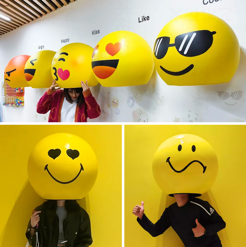 Emoticon Headgear Fiberglass Sculpture Smiley Emoticon Wall Hanging Internet Celebrity Emotional Interaction Photo Prop Decoration Large Emoticon Headgear Fiberglass Sculpture Smiley Emoticon Wall Hanging Internet Celebrity Emotional Interaction Photo Prop Decoration Large