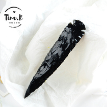 Time House natural crystal obsidian knife imported Indian arrow handmade natural antler handle