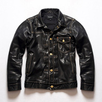 Couples leather leather clothing male denim Division gate keeper Ma Pipi jacket with a handsome gas riding locomotive to coat the tide