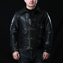 Muppi jersey male turnover short section Body Youth Day Ensemble Retro Real Leather Jacket Locomotives Brakes Jacket Tide