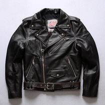 Haregenuine Leather Leather Clothing Male headlining Bull Leather Neckline Skewed Leather Jacket Short style Body Riding Locomotive jacket jacket