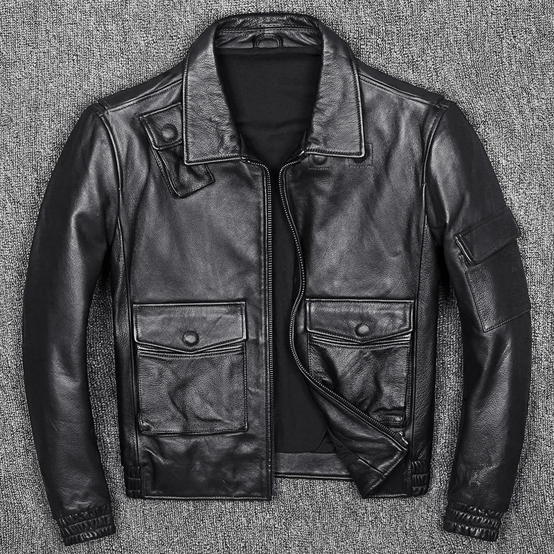 A2 Air Force Flying Jacket Man's Head Layer Cow Leather Leather Leather Clothing Short pilot leather jacket American Locomotive Suit Jacket