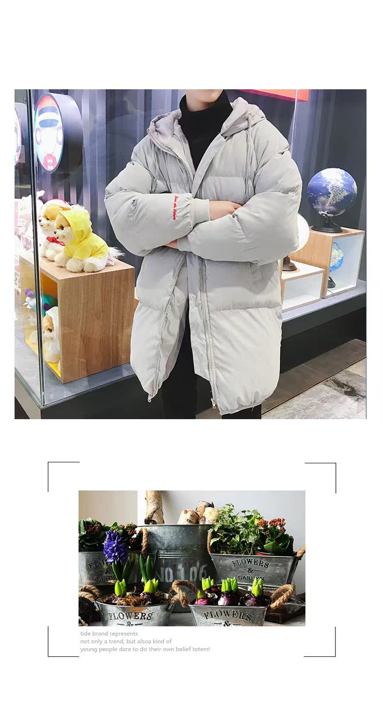 Áo nam 2018 dài nam Hàn Quốc áo khoác dày cotton ấm áp áo khoác cotton áo khoác cotton áo jacket nam