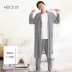 An Chi với quần cotton ngắn tay mùa xuân và mùa hè vài bộ đồ ngủ ba mảnh nữ dài tay phục vụ nhà nam đồ ngủ cao cấp Night Robe