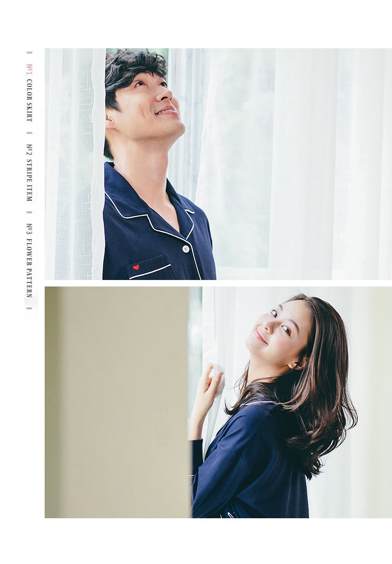 Một Zhi đồng hành couple đồ ngủ cotton dài tay áo mùa xuân và mùa thu cardigan giản dị nam giới và phụ nữ Hàn Quốc phiên bản của bông nhà dịch vụ phù hợp với đồ bộ cao cấp