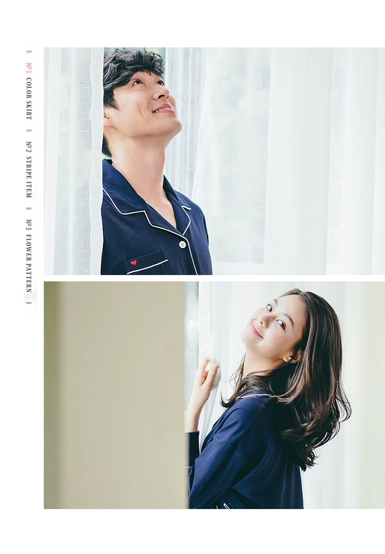 Một Zhi đồng hành couple đồ ngủ cotton dài tay áo mùa xuân và mùa thu cardigan giản dị nam giới và phụ nữ Hàn Quốc phiên bản của bông nhà dịch vụ phù hợp với nội y cao cấp