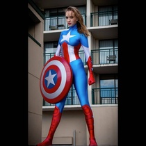 Adult Womens Edition USA Captain Cosplay one-piece tight fit superhero Halloween Zentai suit