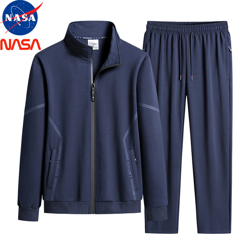 Nasa Co-Branded Spring Sports Suit for Men 2026 New Pure Cotton Sportswear Casual Spring and Autumn Outfit Set