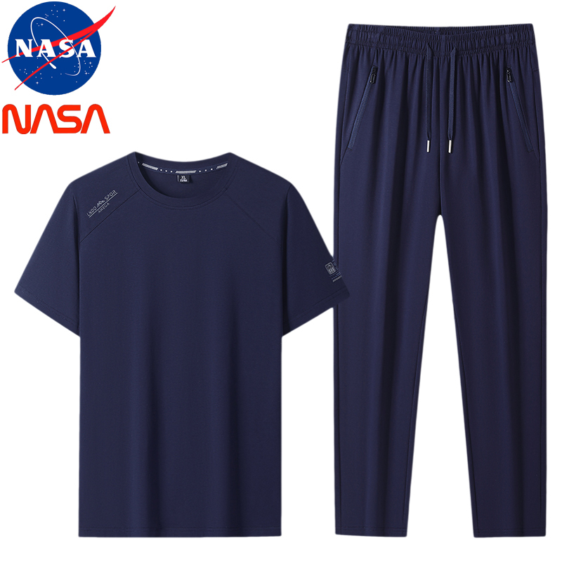 Nasa Co-Branded Men's Summer Suit Pure Cotton Casual 2026 New Summer Wear Breathable Father's Day Sportswear Nasa Co-Branded Men's Summer Suit Pure Cotton Casual 2026 New Summer Wear Breathable Father's Day Sportswear