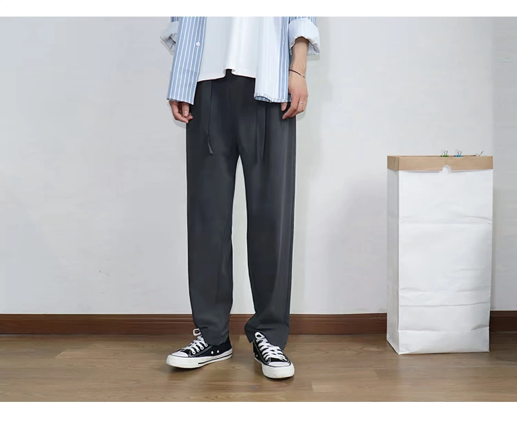 Chen Zhiwen phần mỏng phù hợp với quần Hàn Quốc rủ thẳng chân rộng quần giản dị quần nhỏ quần cổng gió xu hướng quần - Suit phù hợp