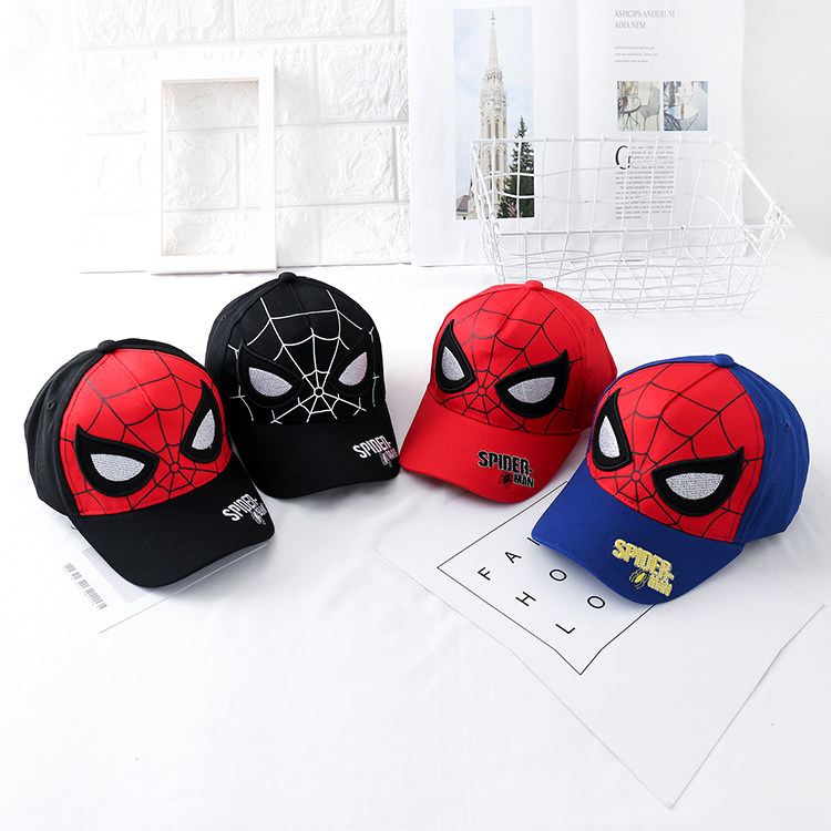Blue Boy Spider-Man Hat Children's Spring and Autumn Baseball Hat Cartoon Superman Red Duck Tongue Sunshade Hat