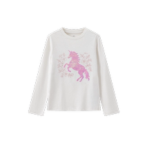 Gap girls 2024 early autumn new pure cotton flip sequin printed long-sleeved T-shirt childrens top 617631