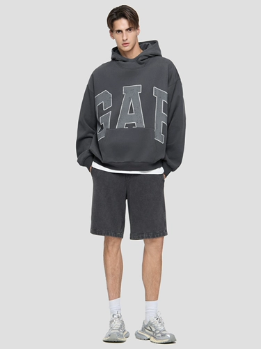 Gap Осенняя бархатная толстовка с капюшоном подходит для мужчин и женщин, с печатью вашего логотипа, оверсайз